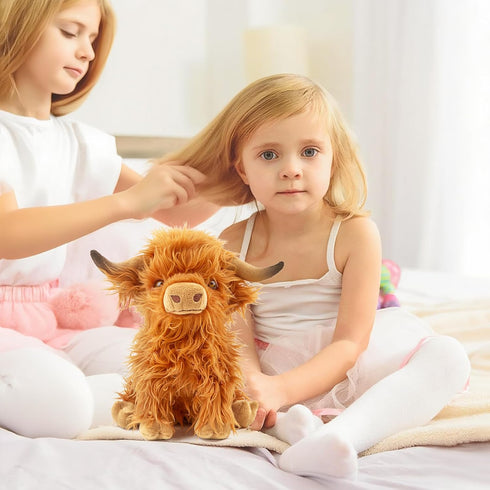 FSUGT Highland Cow Stuffed Animal Toy, Adorable Highland Cow Plush, Scottish Cow Plush Toy, Farm Animal Cattle Plush