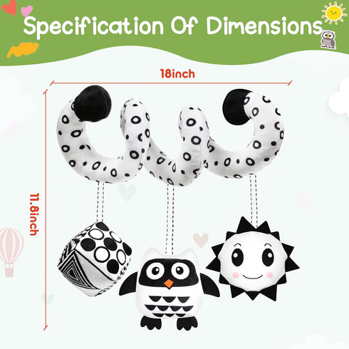 Baby Spiral Hanging Stroller and Car Seat Toys, Black and White Sensory Toy for Newborns, Thank You Gifts
