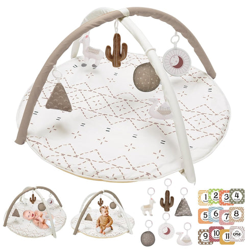 Little Dove Tummy Time Mat with 6 Toys, Macrame Baby Play Mat
