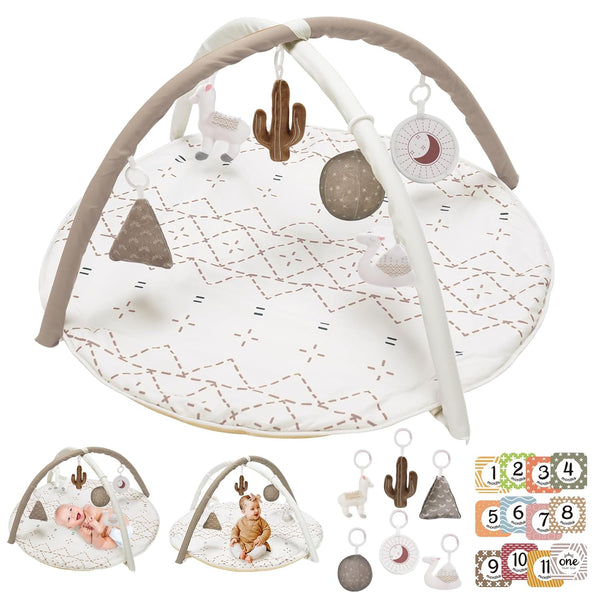 Little Dove Tummy Time Mat with 6 Toys, Macrame Baby Play Mat