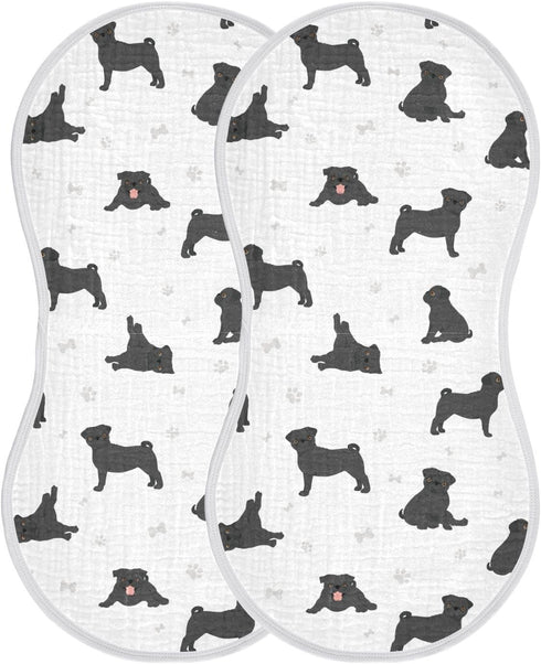 Set 4 Pack vvfelixl Baby Burp Cloths Black Pug White Baby Newborn Cotton Burping Cloths Baby Washcloths