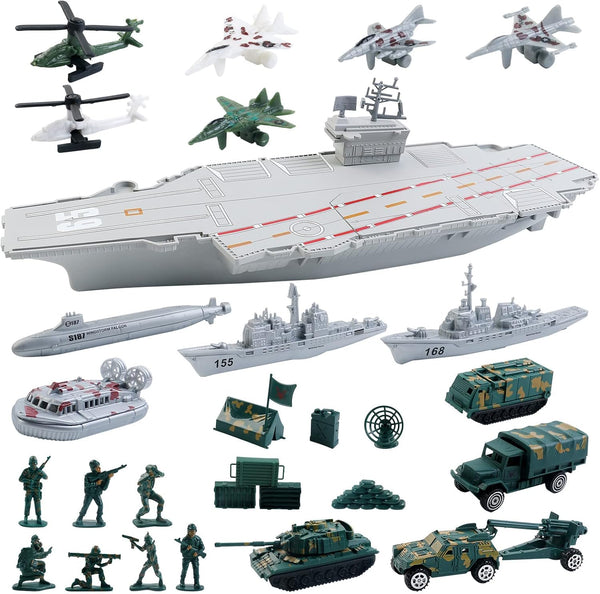 deAO Aircraft Carrier Toy with Scale Model Warplanes Warships Military Vehicles Battleship