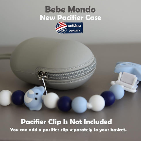 BebeMondo Pacifier Holder with Zipper, Case for Diaper Bags & Travel, 100% Silicone Smart Mom Accessory