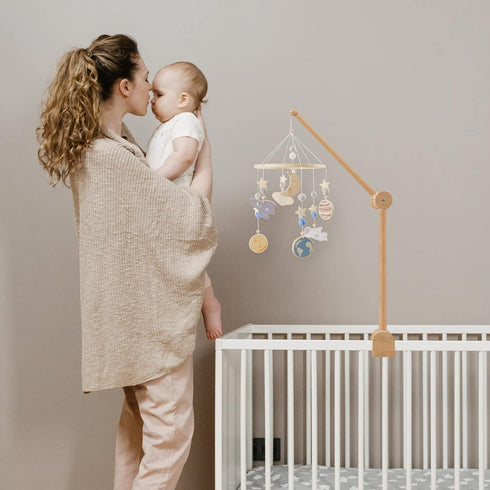 let's make Baby Crib Mobile Arm - Wooden Baby Mobile Crib Holder Height Adjustable for Hanging Baby Crib Attachment