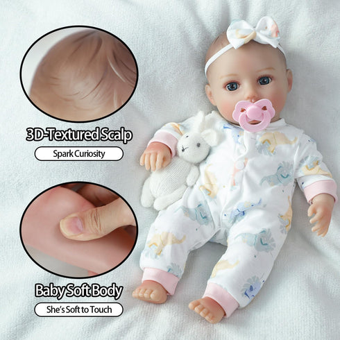 16 inch 3 4 5 6 SCOM Realistic Baby Doll Girl - Soft Body Baby Dolls with Accessories, Real Life Cute Toddler, Lifelike