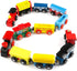 Wondertoys Wooden Train Cars - 12 PCS Magnetic Train Set with 3 Engines and Storage Bag for Toddlers