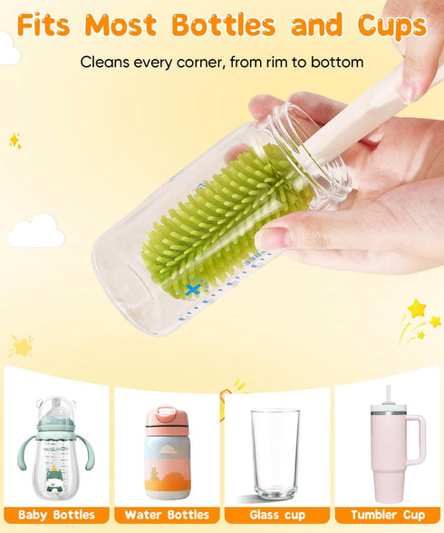 Set 4 1, Bottle Cleaning Brush in Baby Bottle Cleaner Includes Silicone Bottle Brush, Nipple Brush, Detail Brush