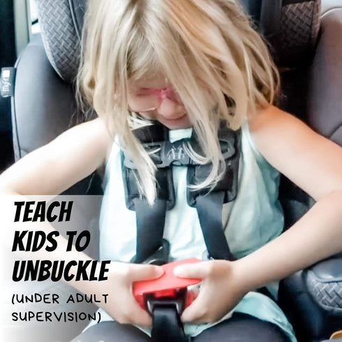 UnbuckleMe Car Seat Buckle Release Tool - Easy Opener Aid for Arthritis, Long Nails, Older Kids (Red)
