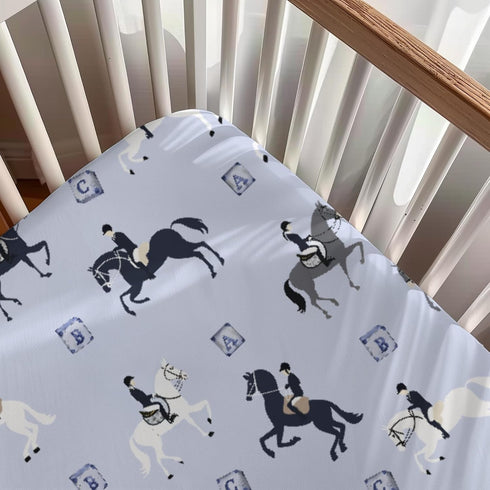 KuphiL10C Mattress-28x52 Cartoon Western Horses Pattern Baby Sheets for Crib, Unisex Farm Animals Horse ABC Letters