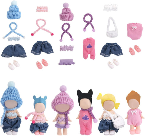 Goktvai 6 Sets Doll Clothes for 7.62cm/3 Inches, Adorable Mini Clothes Set Funny