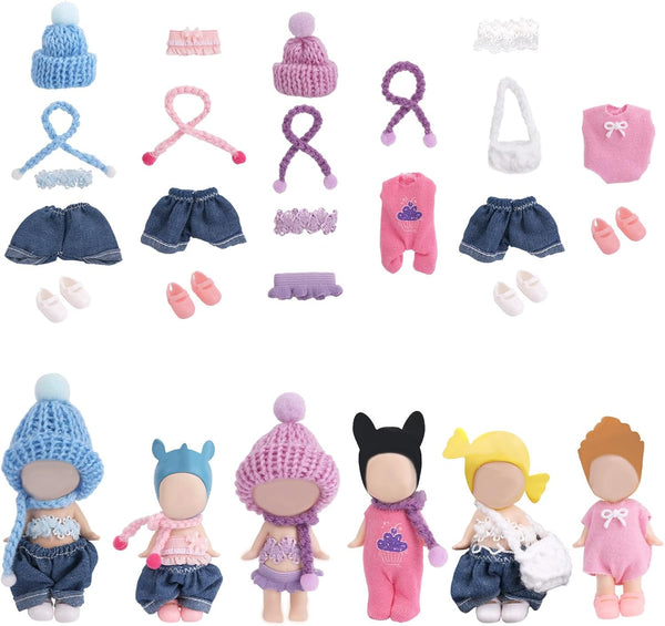 Goktvai 6 Sets Doll Clothes for 7.62cm/3 Inches, Adorable Mini Clothes Set Funny