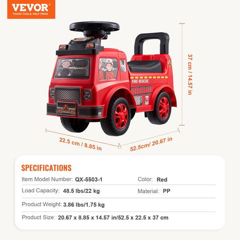 VEVOR Ride On Push Car for Toddlers, Ages 19+ Months, Kids Ride On Toy with Music Steering, Horn & Storage, Red