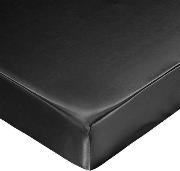 SiinvdaBZX Satin Crib Sheets for Boys, Silky Soft Black Fitted Sheets, 28 x 52 x 8In, Pack of 1