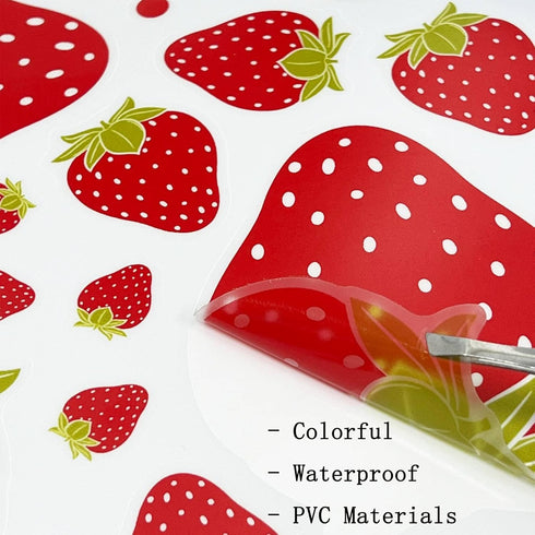 Saomour 92 Strawberry Decor Pieces Stickers, PVC Material, Waterproof, Custom Style, Wall Stickers