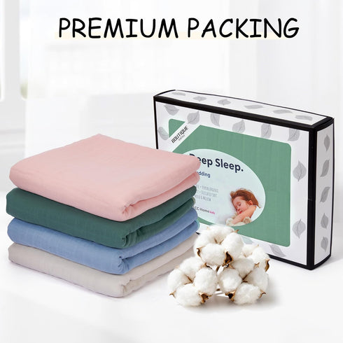 47x47 ZPECC Muslin Toddler Blanket Thicker, Organic Cotton Kids Quilt Hypoallergenic for Baby Essentials Crib Stroller