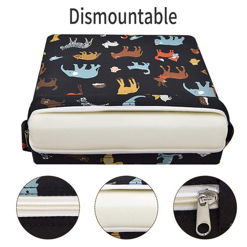 2 Toddler Booster Seat Dining, Cartoon Canvas Washable Straps Safety Buckle Kids Booster Seat for Dining Table