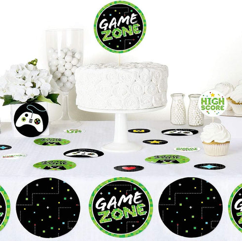 Giant Circle Confetti - Big Dot of Happiness Game Zone - Pixel Video Game Party Decorations - 27 Count