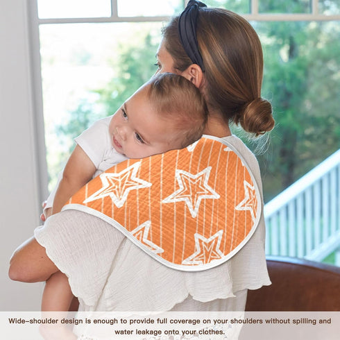 tplaotee 22x11in Orange Stars Cotton Large Burp Cloths for Baby Good Absorbent? Baby wash Cloth for Gender Neutral