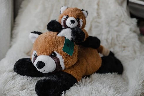 Mother & Baby Red Panda Plush Set | Super Soft Stuffed Animal for Kids' Bedroom | 17-in Plushies