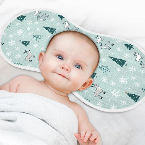 decor gift 4 Pack 22x11in Cotton Baby Burp Cloths Good Absorbent? Merry Christmas Simple Line Reindeers Green Baby Burp