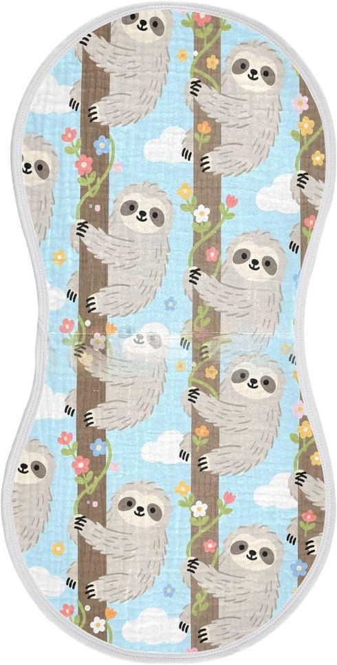 GOODOLD Cartoon Sloth Muslin Baby Burp Cloths - Super Absorbent and Soft Burping