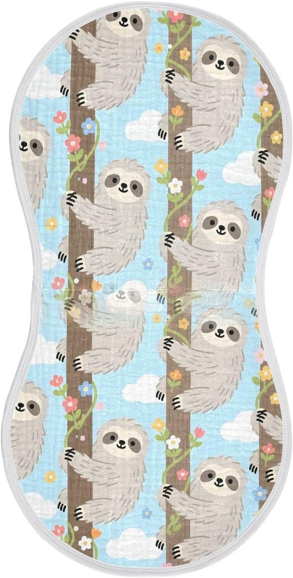GOODOLD Cartoon Sloth Muslin Baby Burp Cloths - Super Absorbent and Soft Burping
