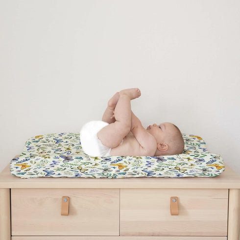Watercolor Butterflies Boho Leaves Changing Pad Covers, Colorful Butterflies Green Leaf for Boys Girls, Soft 32''x16''