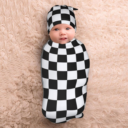 Tebjh Black and White Checkered Baby Stuff Swaddle Blanket Soft and Stretchy Newborn Swaddle Blankets Sack Receiving