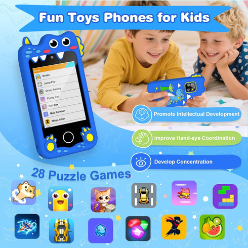 3-6 2.8" 28 MP3 32GB M SANMERSEN Dinosaur Kids Smart Phone for Year Olds Touchscreen, Dual Camera, Learning Games
