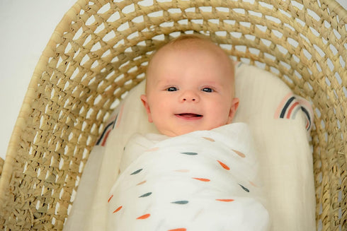 2 Pack Set Baby Swaddle Blanket - | Boho Rainbows + Raindrops | Muslin Cotton Blend | Newborn Essentials | Boys & Girls