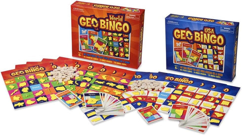 GeoToys GeoBingo Set, World & USA Bingo for Kids, Educational Geography Game for Home & School