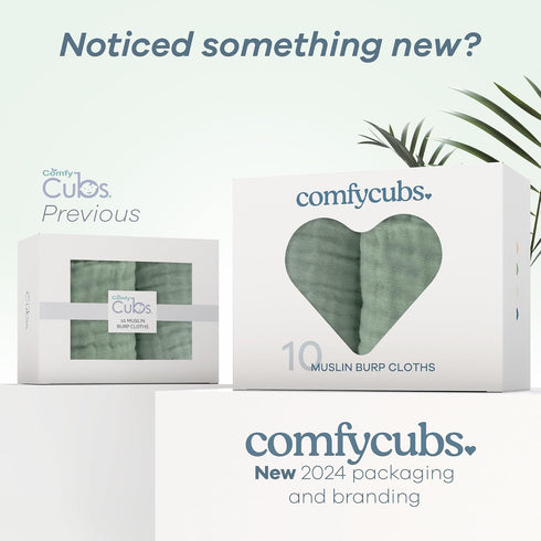 Comfy Cubs Muslin Burp Cloths and Muslin Fitted Changing Pad Cover Bundled