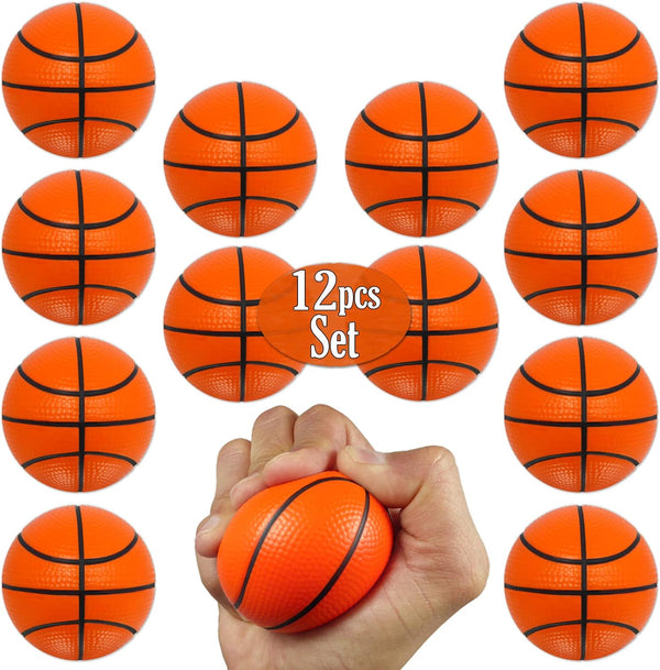 Mini Basketball Stress Balls 12 Pcs Pack - 2.5” Inch Mini Basketballs for Kids, Party Favors