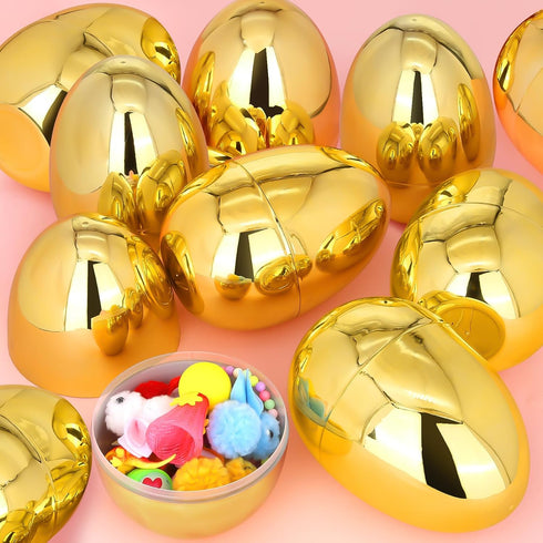 LEASEN 12 Pack Jumbo Gold Easter Eggs, 6 Inch Large Metallic Giant