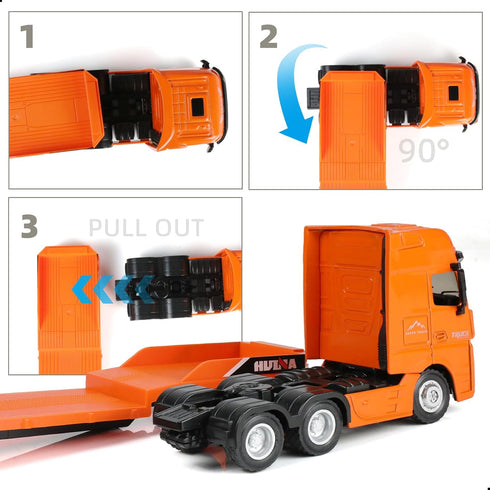 1/50 Flatbed Semi Truck Trailer Toy, Large Diecast for MAX Metal Model Transport Tractor Gifts for Boys Adult Model Car