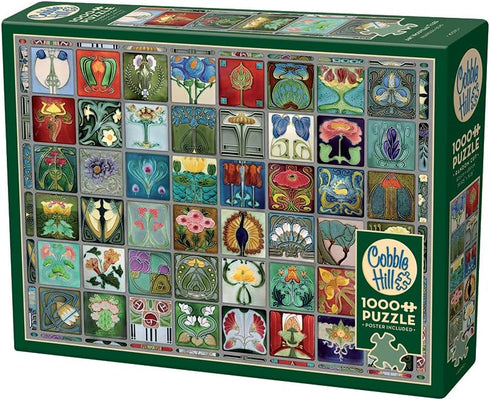 Cobble Hill 1000 Piece Puzzle - Art Nouveau Tiles with Sample Poster Included