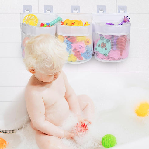 Bathroom Bath Toy Storage for Bathtub, Kids Mesh Shower Toy Organizer Basket