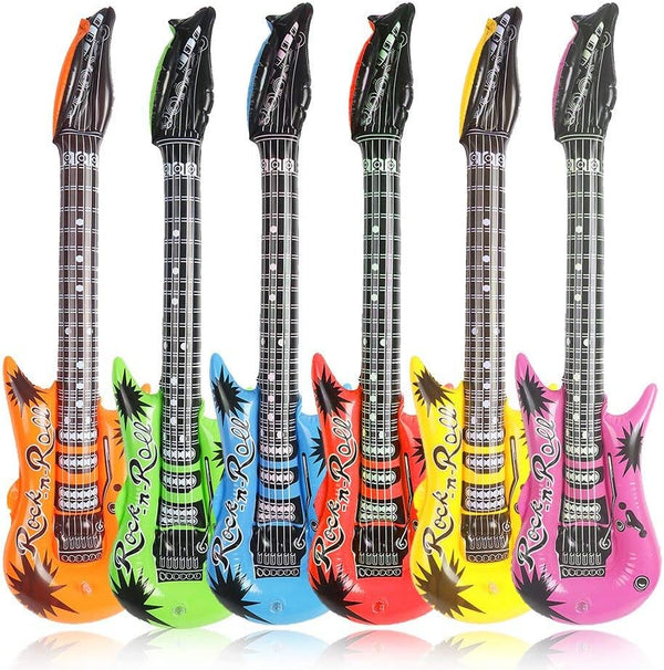 CCINEE 12 Pack Inflatable Rock Star Guitar Toys, Assorted Colors for Children Party Favors