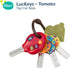 B. toys LucKeys Pretend Play Keys, 4 Textured Toy Keys for Babies & Toddlers with Flashlight Sounds