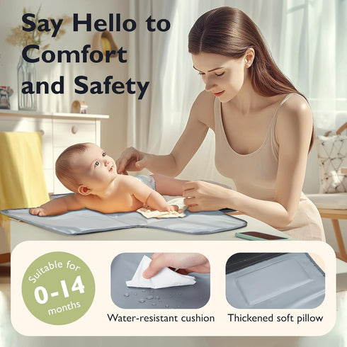 mommore Portable Changing Pad for Baby Newborn Water Resistance Detachable Travel Diaper Changing Mat with Wipes