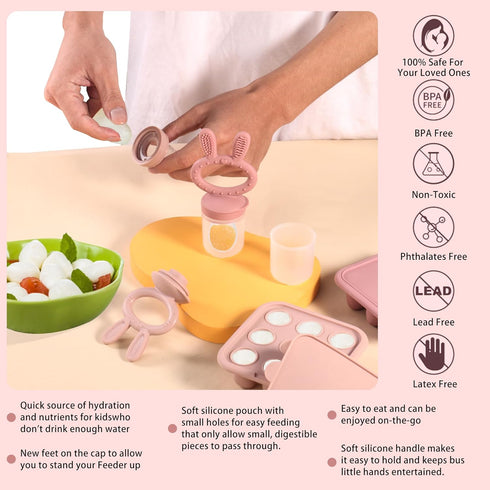 (2 Pack), WAJIAYON Baby Breastmilk Popsicle Molds & Baby Fruit Feeder Baby Food Freezer Tray Storage Containers