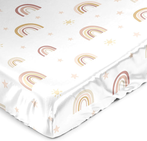 Sweet Jojo Designs Boho Rainbow Girl Baby Satin Fitted Crib Sheet Infant