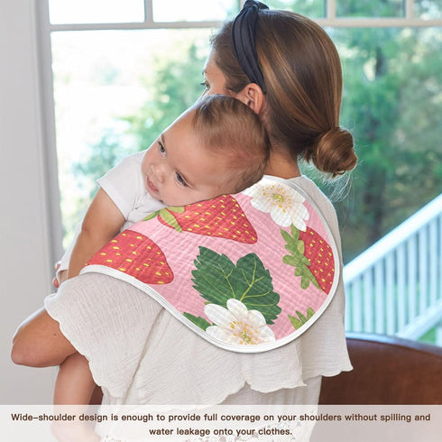 Zhirexin 4Pack JUZIHAI Strawberry Baby Burp Cloths Soft Cotton Burp Rags,Super Absorbent Burp Cloth Bag for Newborn
