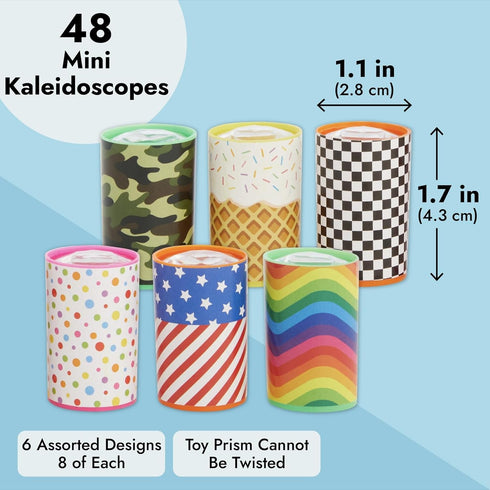 BLUE PANDA 48 Mini Kaleidoscope Style Prism Toys for Kids - Vintage-Style Retro Tubes, Bulk Birthday Party Favors
