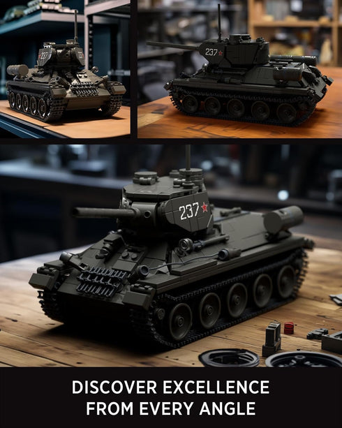 T34/85 WW2 Set (818 NF10270) Nifeliz Tank, Military Tank Building for Adults, Collectible Army Model to Build