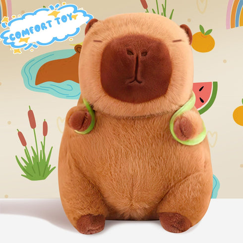 9.8in Capybara Plush, Cute Stuffed Animals with Turtle Backpack, Kawaii Plushie Toys for Kids