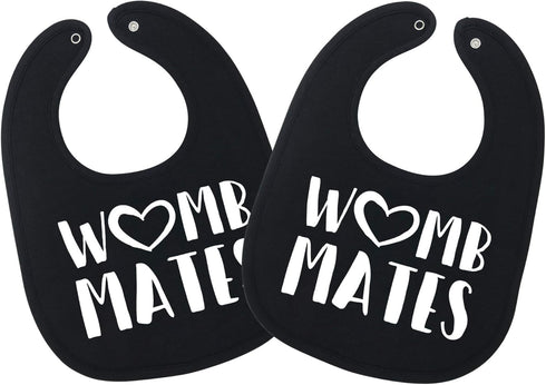 Womb Mates Twins Baby Bibs - 100% Soft Cotton, Unisex Twin Bib Set