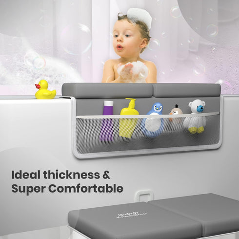 Elbow 2 Set 3 1.5" Baby Bath Kneeler and Rest Pad Pieces with Spacious Pocket to Organize Baby Acessories, Thick