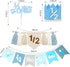 Vnysh 1/2 4PCS 6 Set 1/2 6 Birthday Boy Half Birthday Decorations Khaki Month Party with Way to One Banner, Halfway