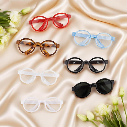 Fukaisu 7pcs Set, (7 Doll Eye Glasses Cute Plastic Doll Dress up Sunglasses Eyeglasses Mini Toy Costume Stuff